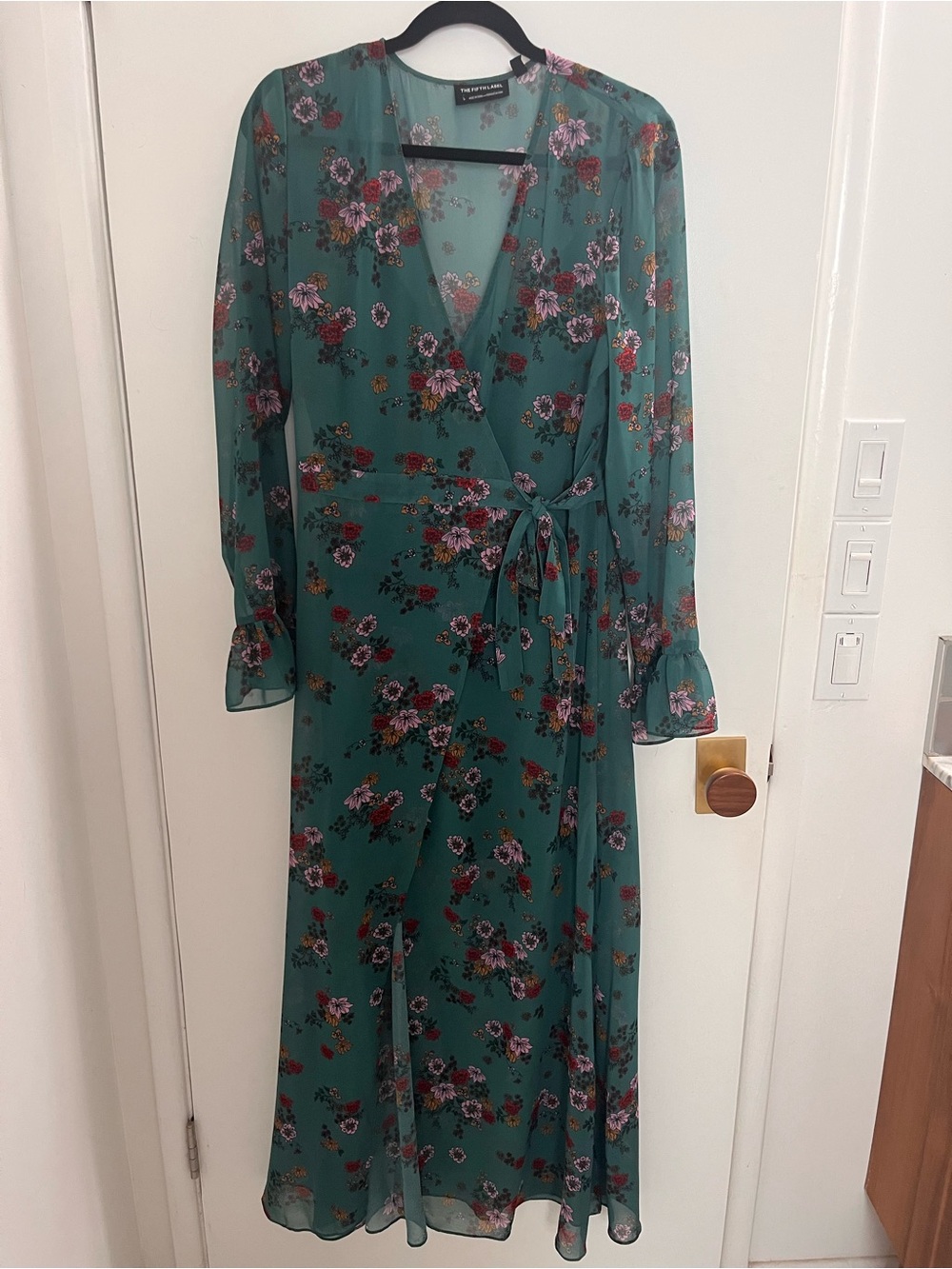 The Fifth Label Teal Floral Wrap Maxi Dress